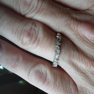 Sterling silver with small diamonds ring size 8